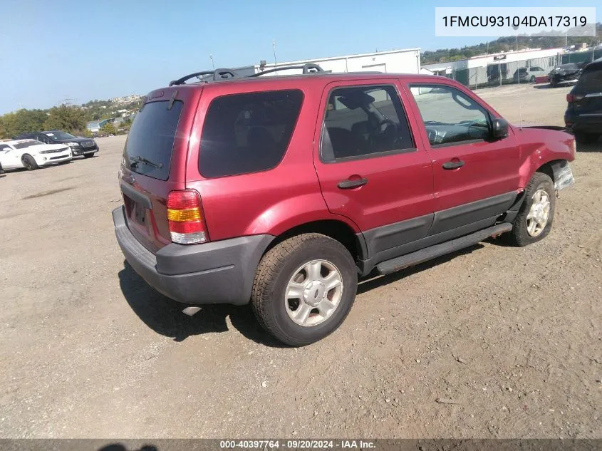 2004 Ford Escape Xlt VIN: 1FMCU93104DA17319 Lot: 40397764