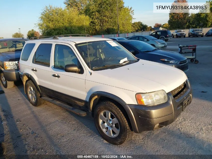 2004 Ford Escape Xlt VIN: 1FMYU93184KA38985 Lot: 40467159