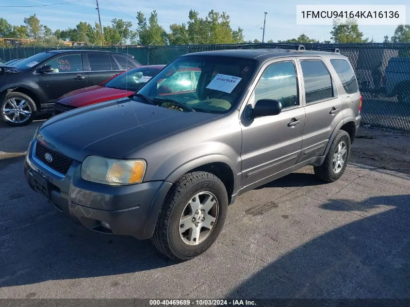 2004 Ford Escape Limited VIN: 1FMCU94164KA16136 Lot: 40469689