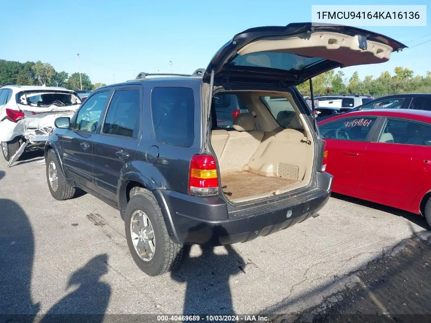 2004 Ford Escape Limited VIN: 1FMCU94164KA16136 Lot: 40469689