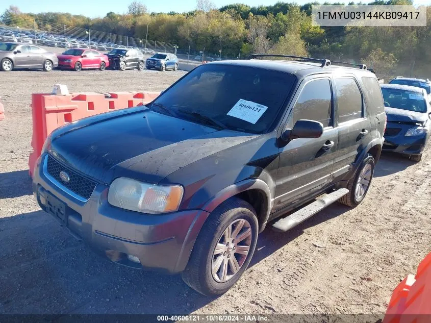 2004 Ford Escape Xlt VIN: 1FMYU03144KB09417 Lot: 40606121