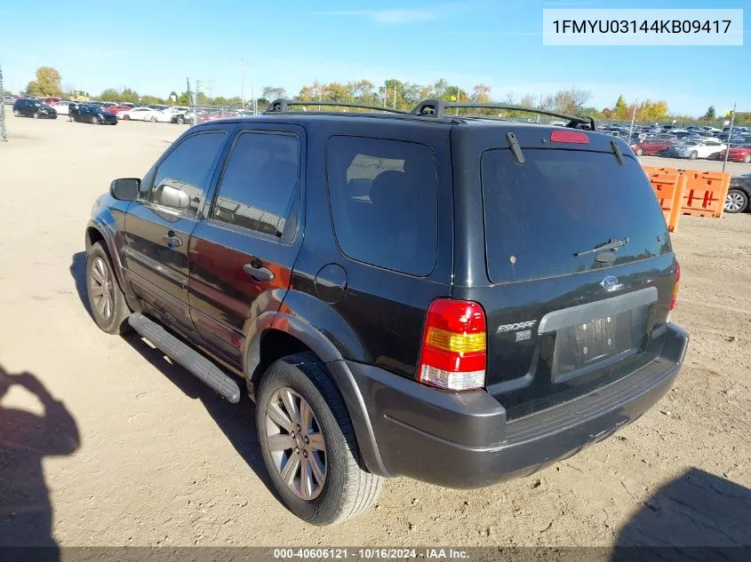 2004 Ford Escape Xlt VIN: 1FMYU03144KB09417 Lot: 40606121