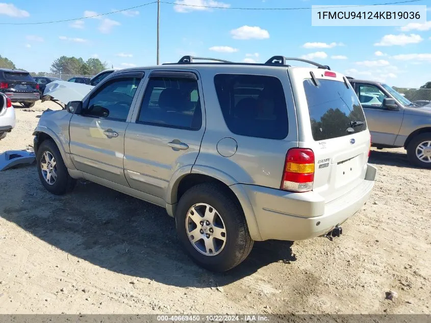 2004 Ford Escape Limited VIN: 1FMCU94124KB19036 Lot: 40669450