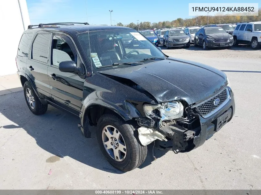 2004 Ford Escape Limited VIN: 1FMCU94124KA88452 Lot: 40688199