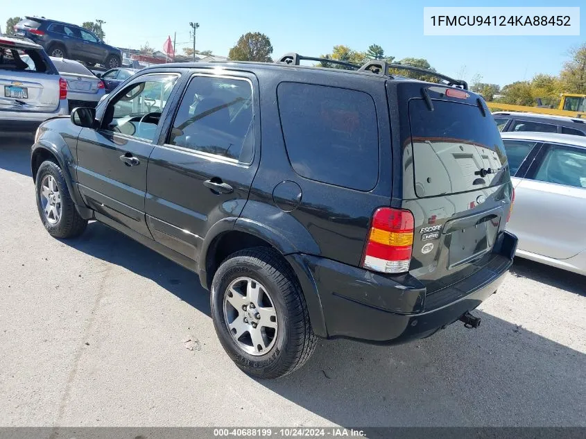 2004 Ford Escape Limited VIN: 1FMCU94124KA88452 Lot: 40688199