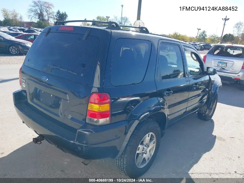 2004 Ford Escape Limited VIN: 1FMCU94124KA88452 Lot: 40688199