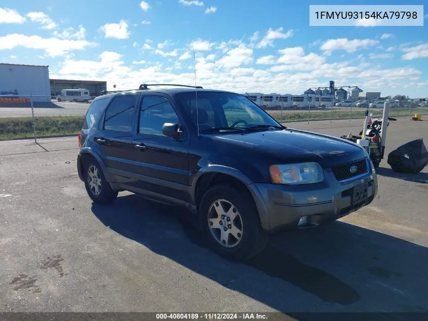 2004 Ford Escape Xlt VIN: 1FMYU93154KA79798 Lot: 40804189