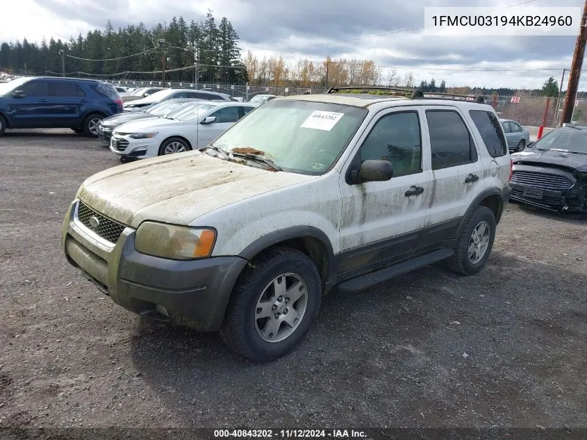 2004 Ford Escape Xlt VIN: 1FMCU03194KB24960 Lot: 40843202