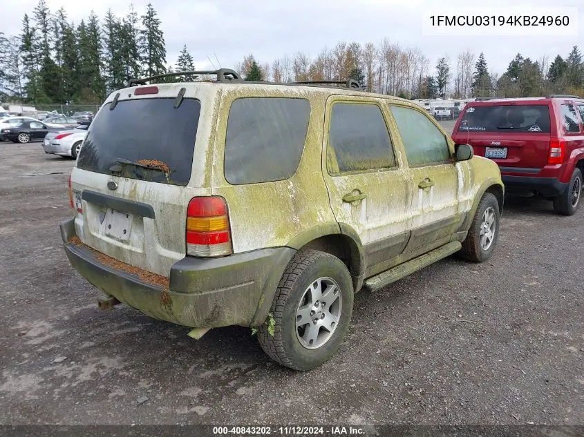 2004 Ford Escape Xlt VIN: 1FMCU03194KB24960 Lot: 40843202