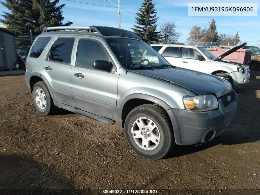 2005 Ford Escape Xlt VIN: 1FMYU93195KD96906 Lot: 30049022