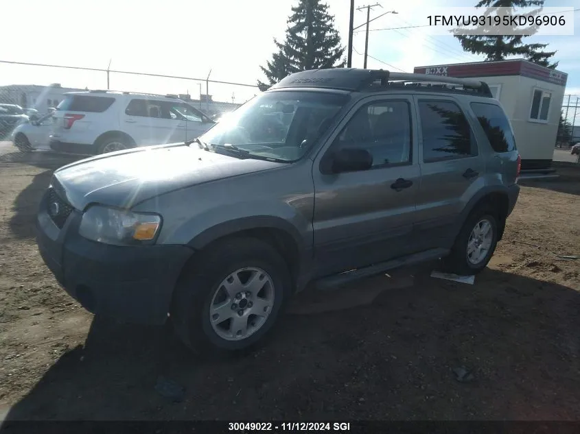 2005 Ford Escape Xlt VIN: 1FMYU93195KD96906 Lot: 30049022