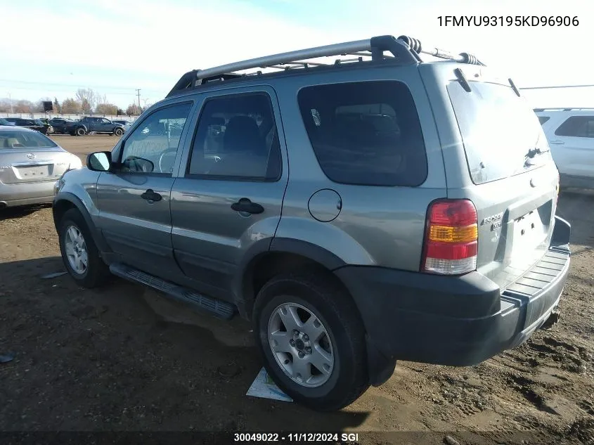 2005 Ford Escape Xlt VIN: 1FMYU93195KD96906 Lot: 30049022