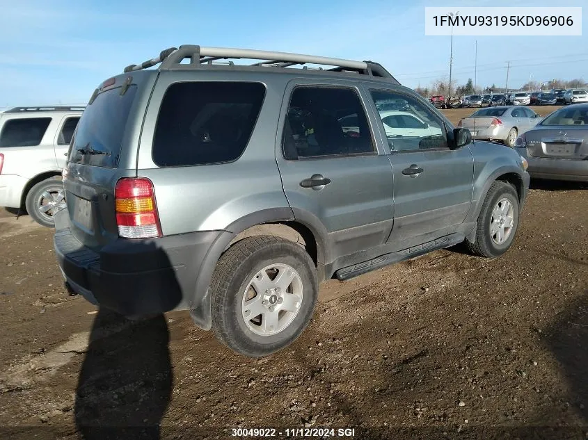 2005 Ford Escape Xlt VIN: 1FMYU93195KD96906 Lot: 30049022