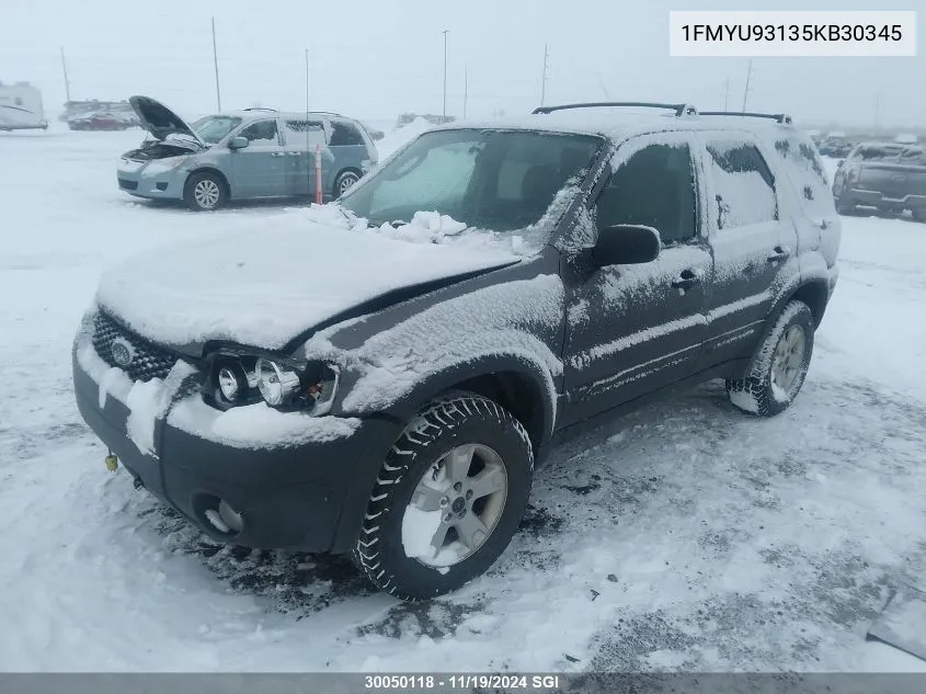 2005 Ford Escape Xlt VIN: 1FMYU93135KB30345 Lot: 30050118