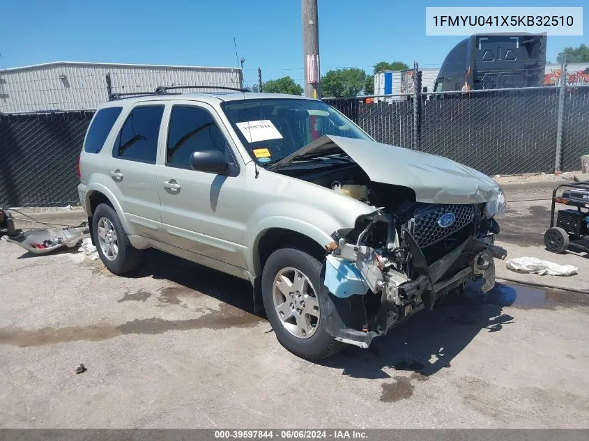 2005 Ford Escape Limited VIN: 1FMYU041X5KB32510 Lot: 39597844