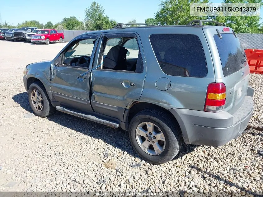 2005 Ford Escape Xlt VIN: 1FMCU93115KC43379 Lot: 39617276