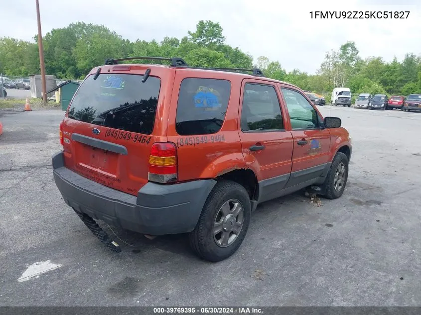 2005 Ford Escape Xls VIN: 1FMYU92Z25KC51827 Lot: 39769395