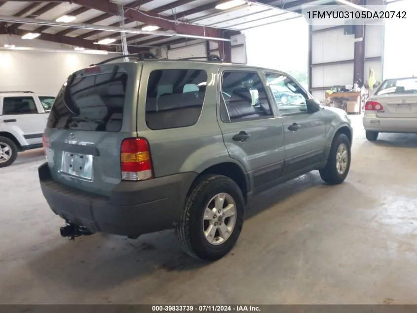 2005 Ford Escape Xlt VIN: 1FMYU03105DA20742 Lot: 39833739