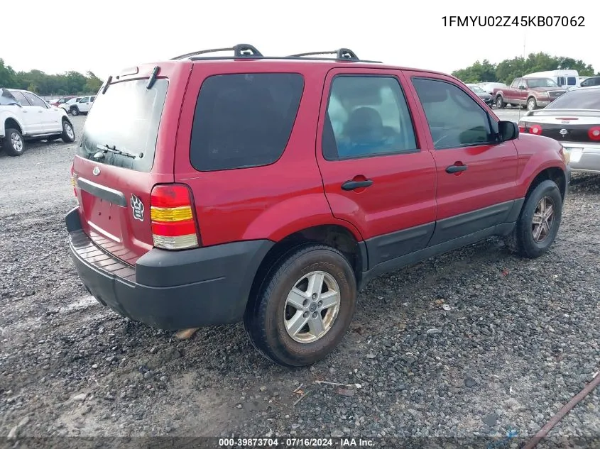 2005 Ford Escape Xls VIN: 1FMYU02Z45KB07062 Lot: 39873704