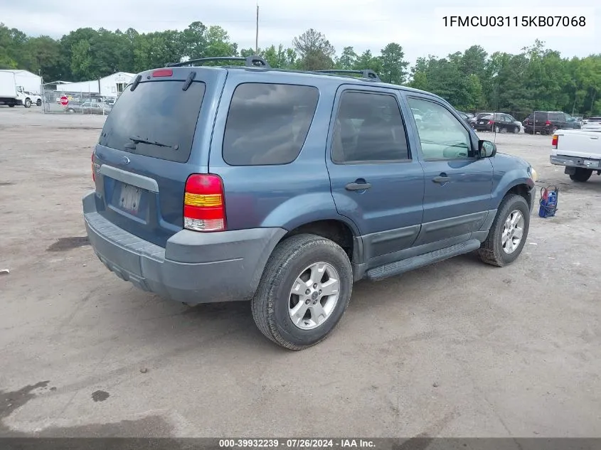 2005 Ford Escape Xlt VIN: 1FMCU03115KB07068 Lot: 39932239