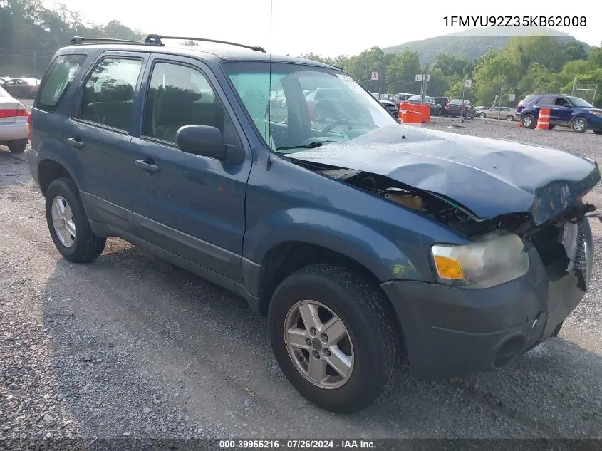 2005 Ford Escape Xls VIN: 1FMYU92Z35KB62008 Lot: 39955216