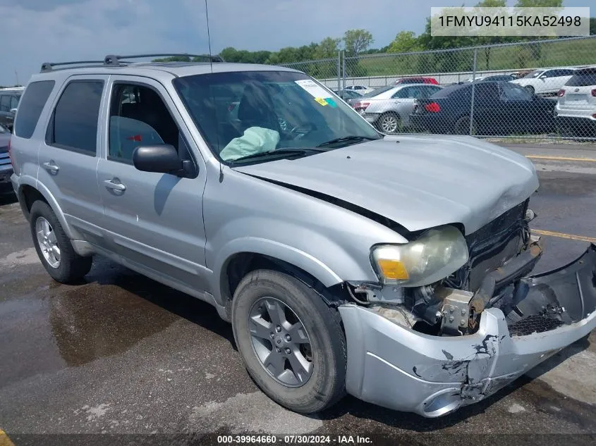 1FMYU94115KA52498 2005 Ford Escape Limited