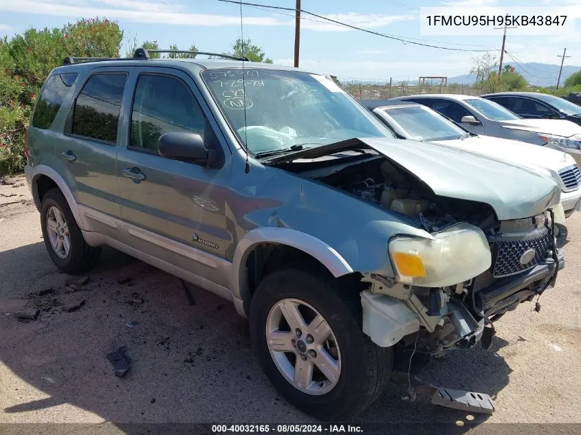 2005 Ford Escape Hybrid VIN: 1FMCU95H95KB43847 Lot: 40032165