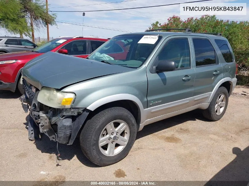 2005 Ford Escape Hybrid VIN: 1FMCU95H95KB43847 Lot: 40032165