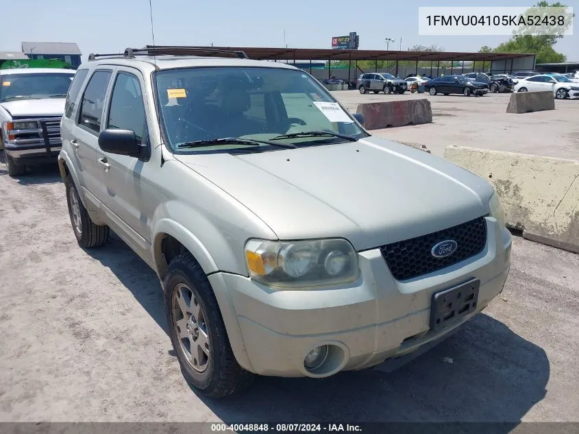 2005 Ford Escape Limited VIN: 1FMYU04105KA52438 Lot: 40048848