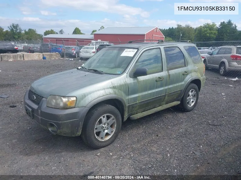 2005 Ford Escape Xlt VIN: 1FMCU93105KB33150 Lot: 40140794