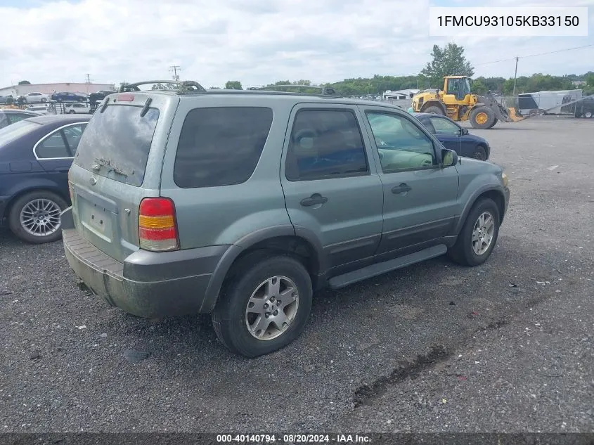 2005 Ford Escape Xlt VIN: 1FMCU93105KB33150 Lot: 40140794