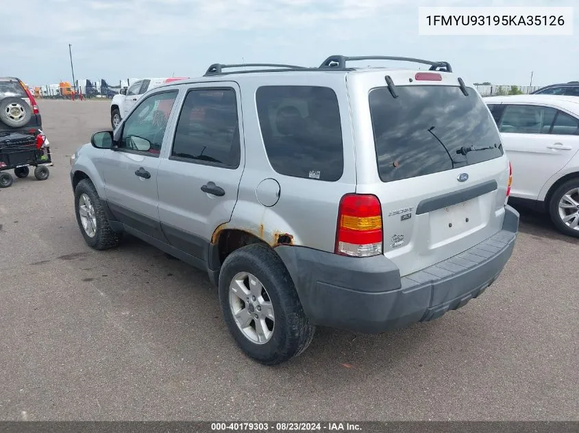 2005 Ford Escape Xlt VIN: 1FMYU93195KA35126 Lot: 40179303