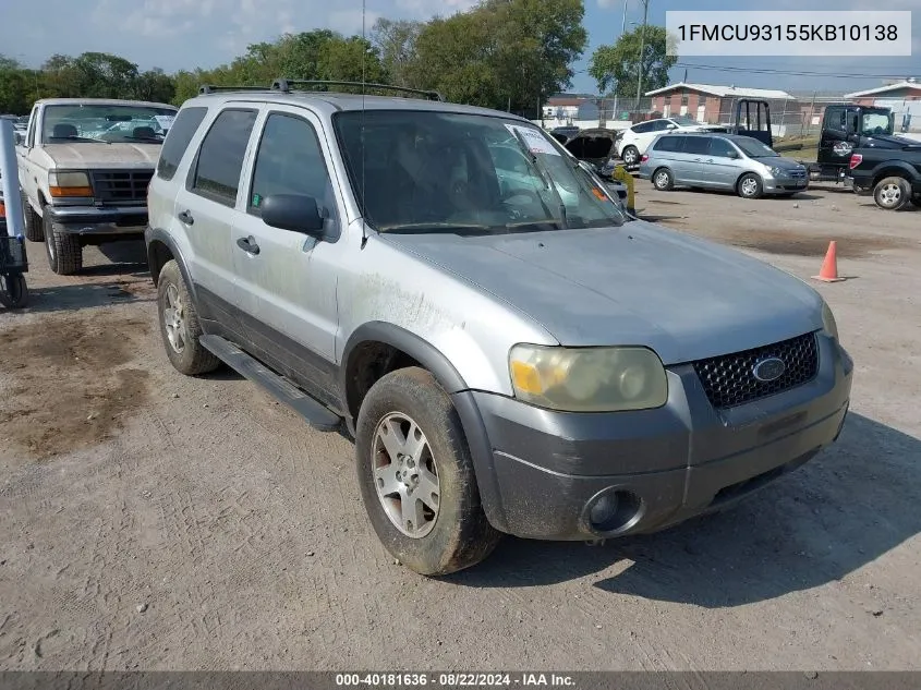 2005 Ford Escape Xlt VIN: 1FMCU93155KB10138 Lot: 40181636