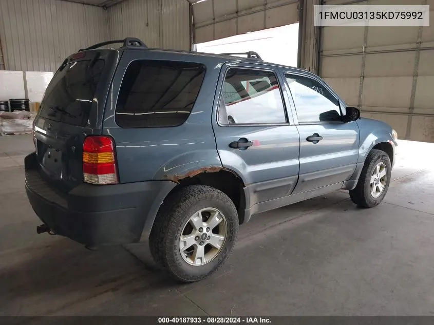 2005 Ford Escape Xlt VIN: 1FMCU03135KD75992 Lot: 40187933