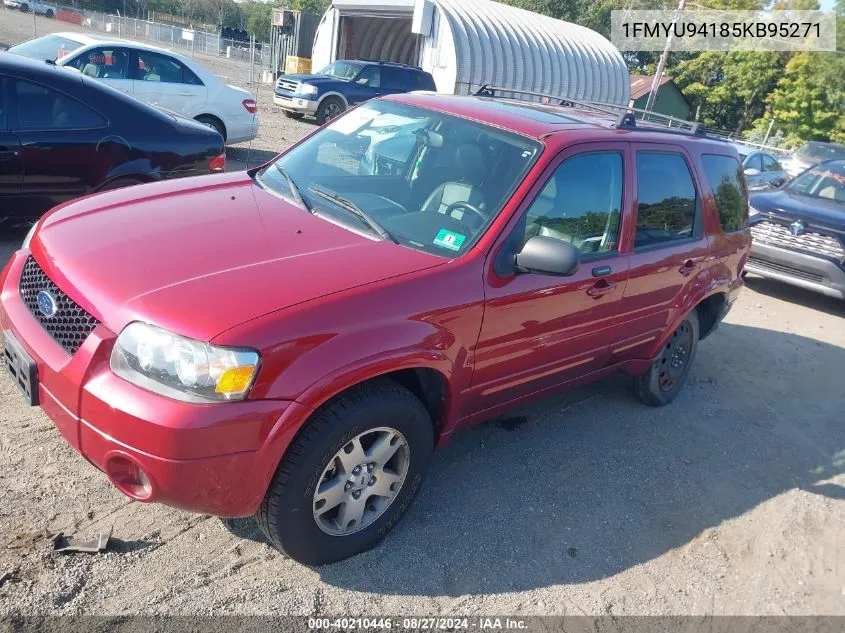 2005 Ford Escape Limited VIN: 1FMYU94185KB95271 Lot: 40210446