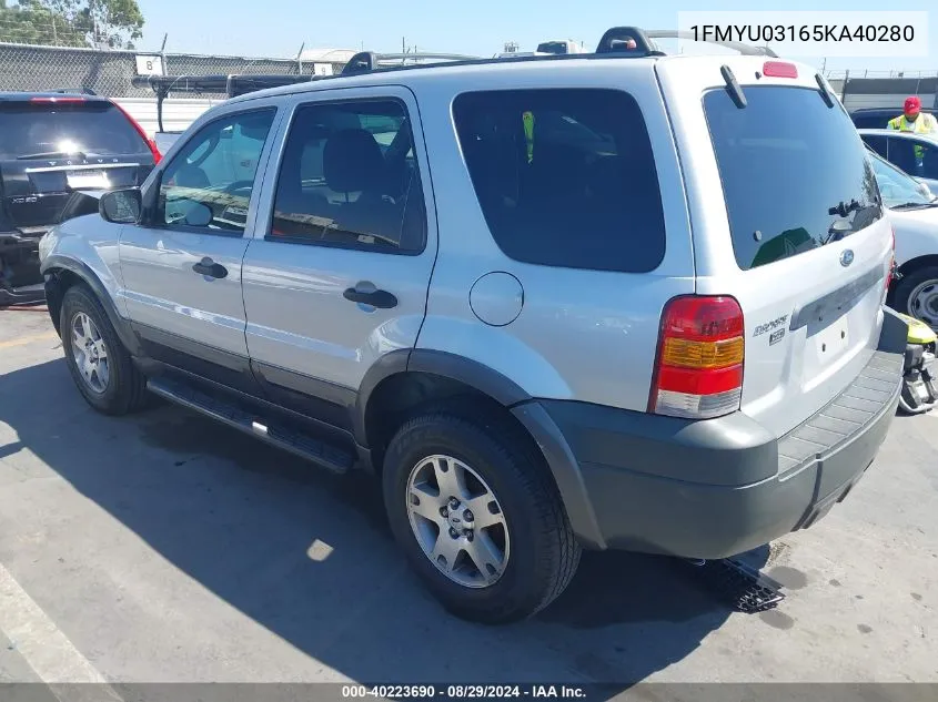 2005 Ford Escape Xlt VIN: 1FMYU03165KA40280 Lot: 40223690