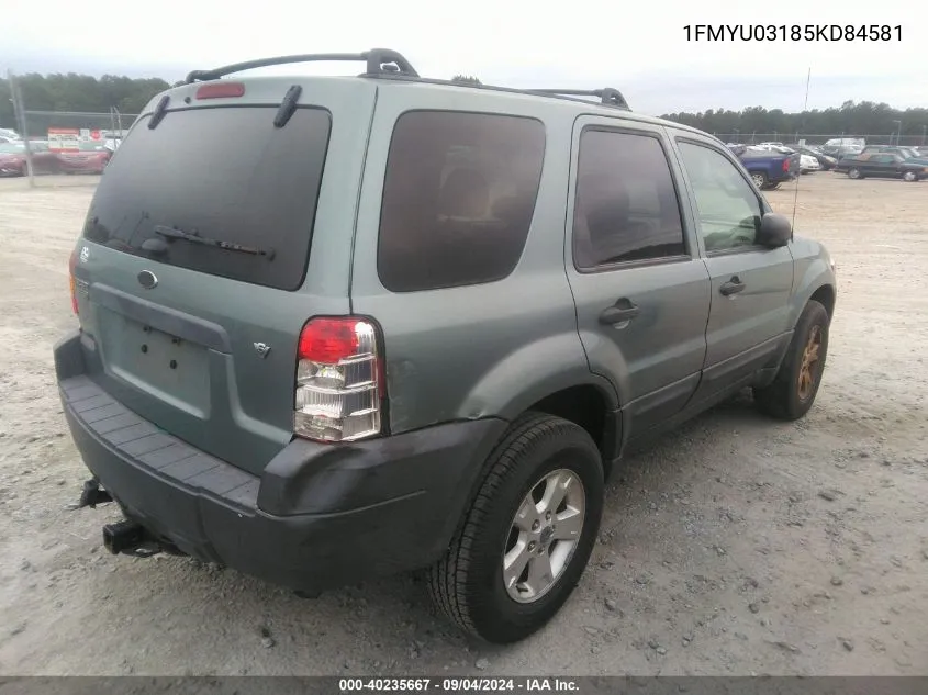 2005 Ford Escape Xlt VIN: 1FMYU03185KD84581 Lot: 40235667