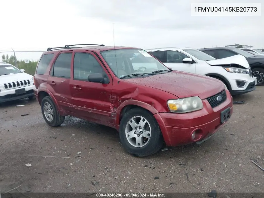 2005 Ford Escape Limited VIN: 1FMYU04145KB20773 Lot: 40246296