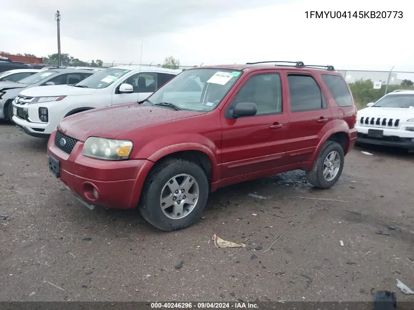 2005 Ford Escape Limited VIN: 1FMYU04145KB20773 Lot: 40246296