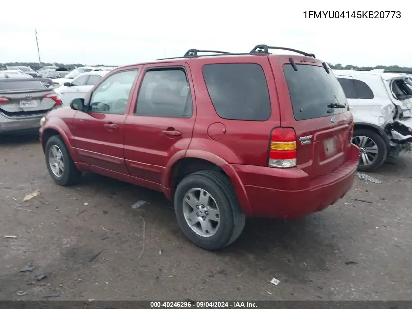 2005 Ford Escape Limited VIN: 1FMYU04145KB20773 Lot: 40246296