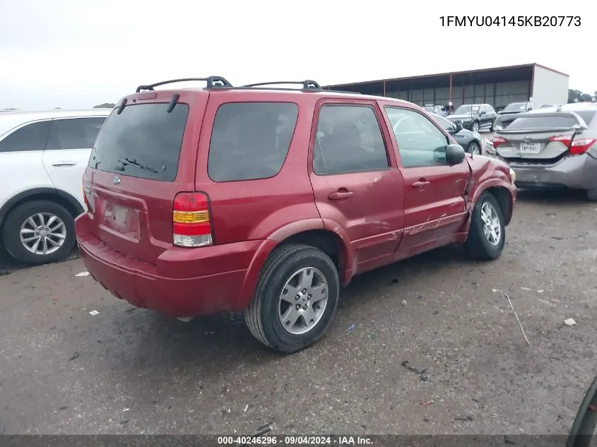 2005 Ford Escape Limited VIN: 1FMYU04145KB20773 Lot: 40246296