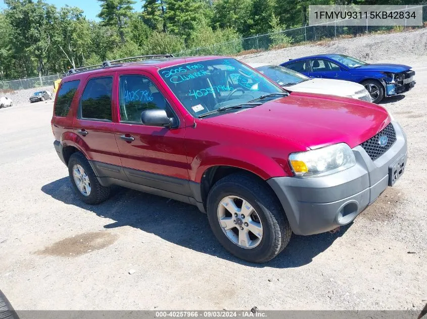 2005 Ford Escape Xlt VIN: 1FMYU93115KB42834 Lot: 40257966