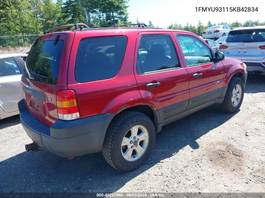 2005 Ford Escape Xlt VIN: 1FMYU93115KB42834 Lot: 40257966