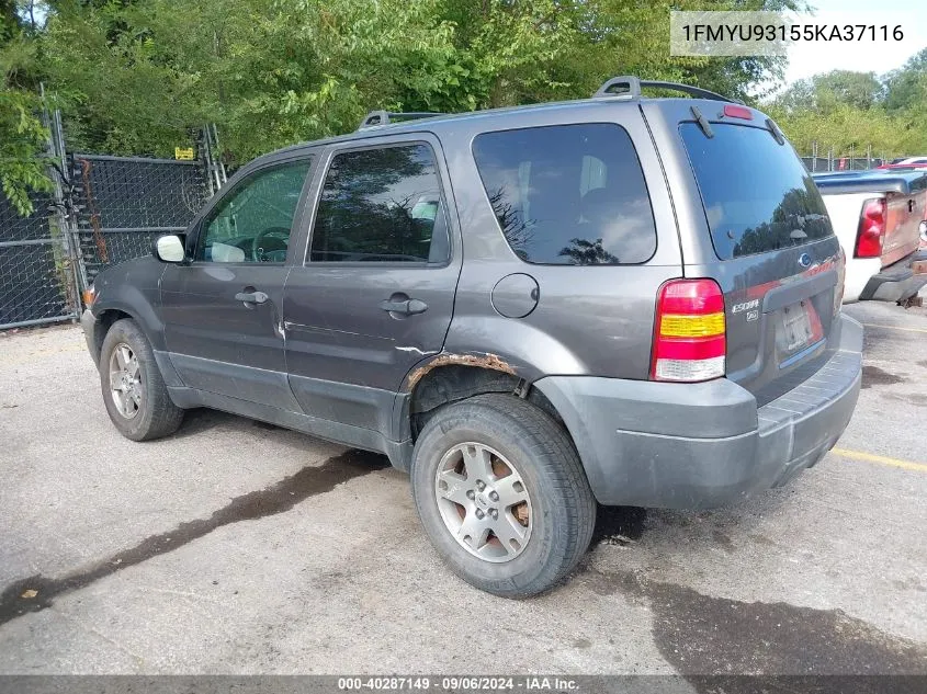 2005 Ford Escape Xlt VIN: 1FMYU93155KA37116 Lot: 40287149