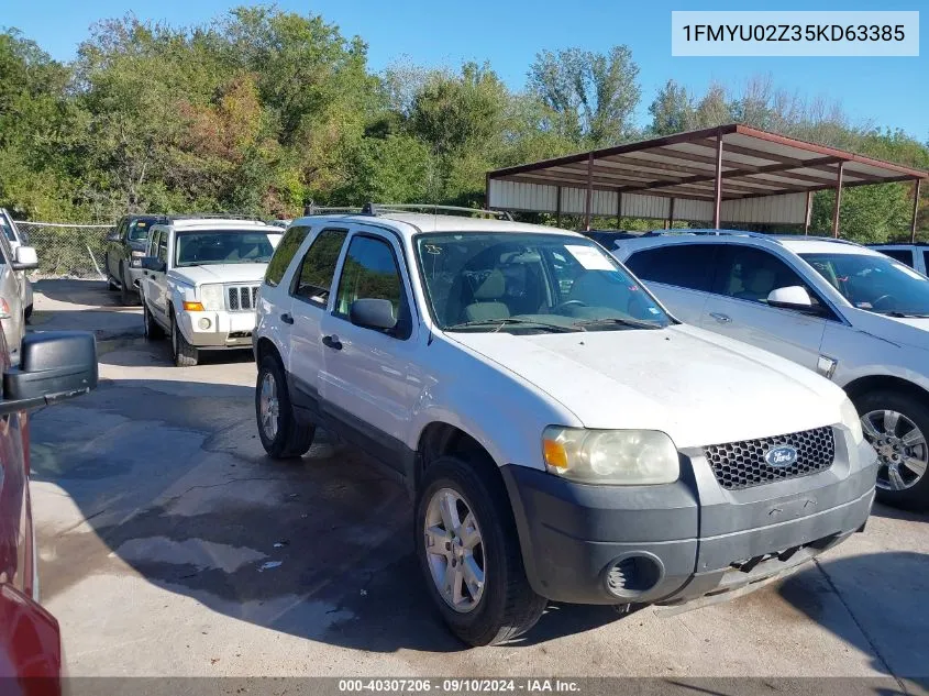 2005 Ford Escape Xls VIN: 1FMYU02Z35KD63385 Lot: 40307206