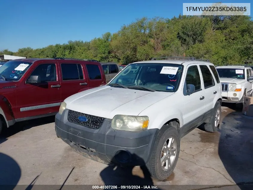 2005 Ford Escape Xls VIN: 1FMYU02Z35KD63385 Lot: 40307206