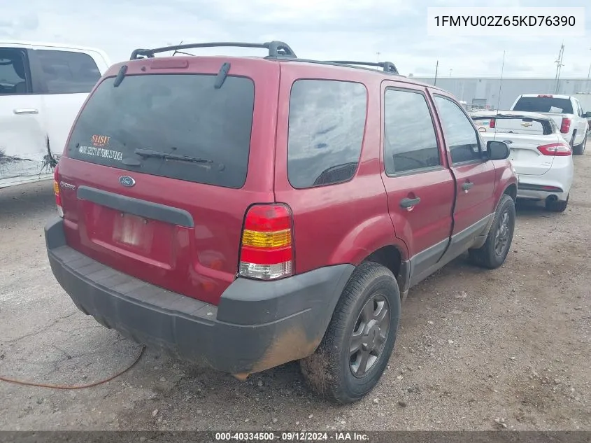 2005 Ford Escape Xls VIN: 1FMYU02Z65KD76390 Lot: 40334500