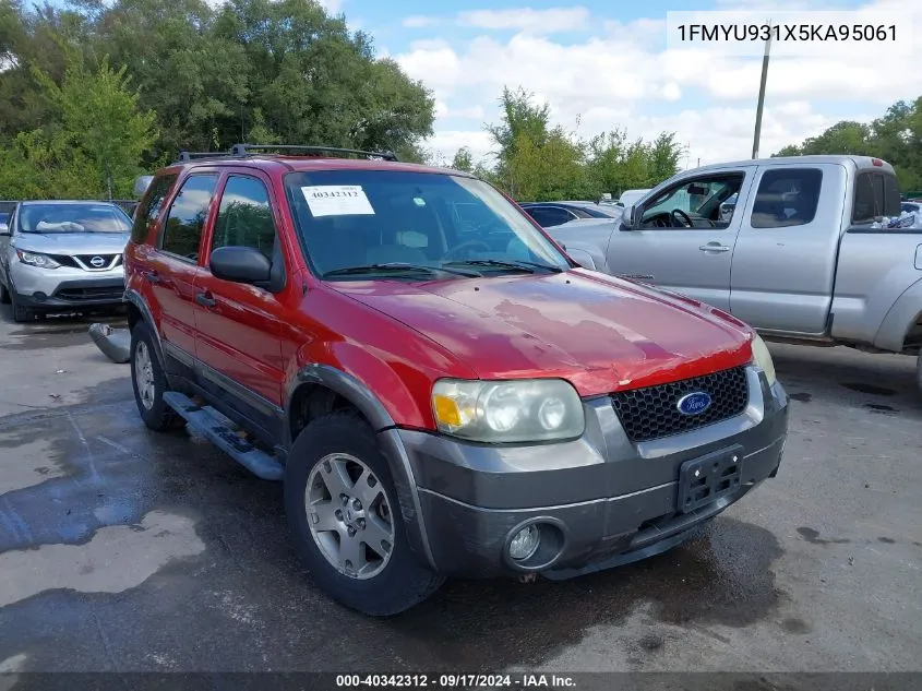 2005 Ford Escape Xlt VIN: 1FMYU931X5KA95061 Lot: 40342312