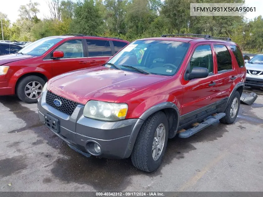 2005 Ford Escape Xlt VIN: 1FMYU931X5KA95061 Lot: 40342312