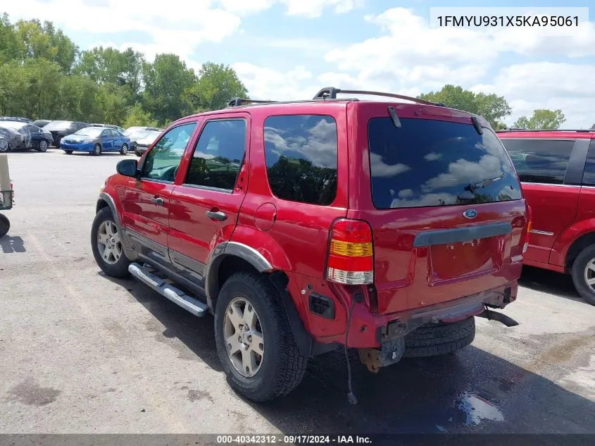 2005 Ford Escape Xlt VIN: 1FMYU931X5KA95061 Lot: 40342312